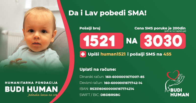 Malom Lavu je potrebna naša pomoć. Pošalji  1521 na 3030