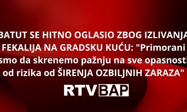 BATUT SE HITNO OGLASIO ZBOG IZLIVANJA FEKALIJA NA GRADSKU KUĆU: “Primorani smo da skrenemo pažnju na sve opasnosti od rizika od ŠIRENJA OZBILJNIH ZARAZA”