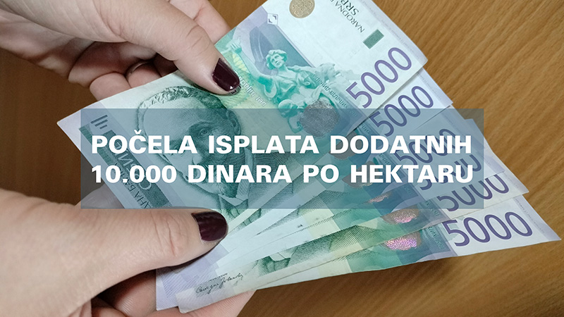 Počela isplata dodatnih 10.000 dinara po hektaru